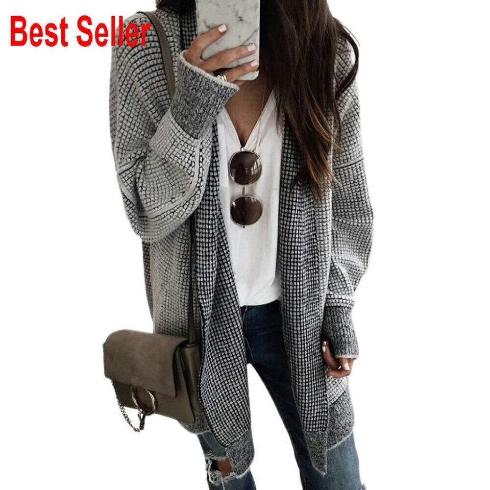 Oversized Chunky Knit Cardigan Sweater Long Sleeve Open Front Y2K Chic